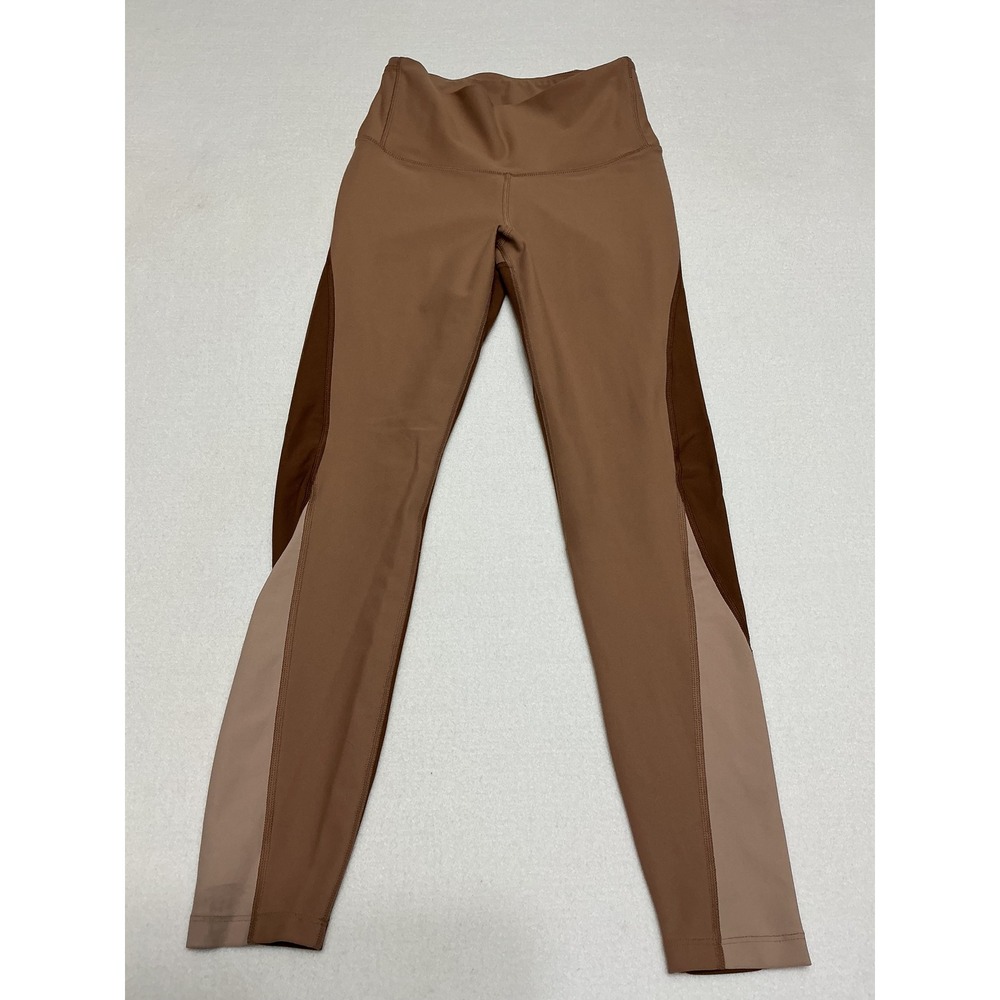 Old Navy Active PowerSoft Womens Small High Rise Colorblock Leggings Brown Tan